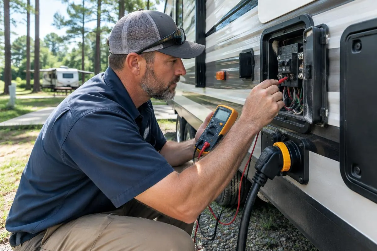 Mobile RV electrical and shore power repair in Orange County, TX